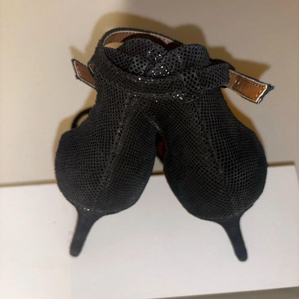 H by Halston Black Ankle Strap Stiletto Heels Minimalist Evening Prom 8